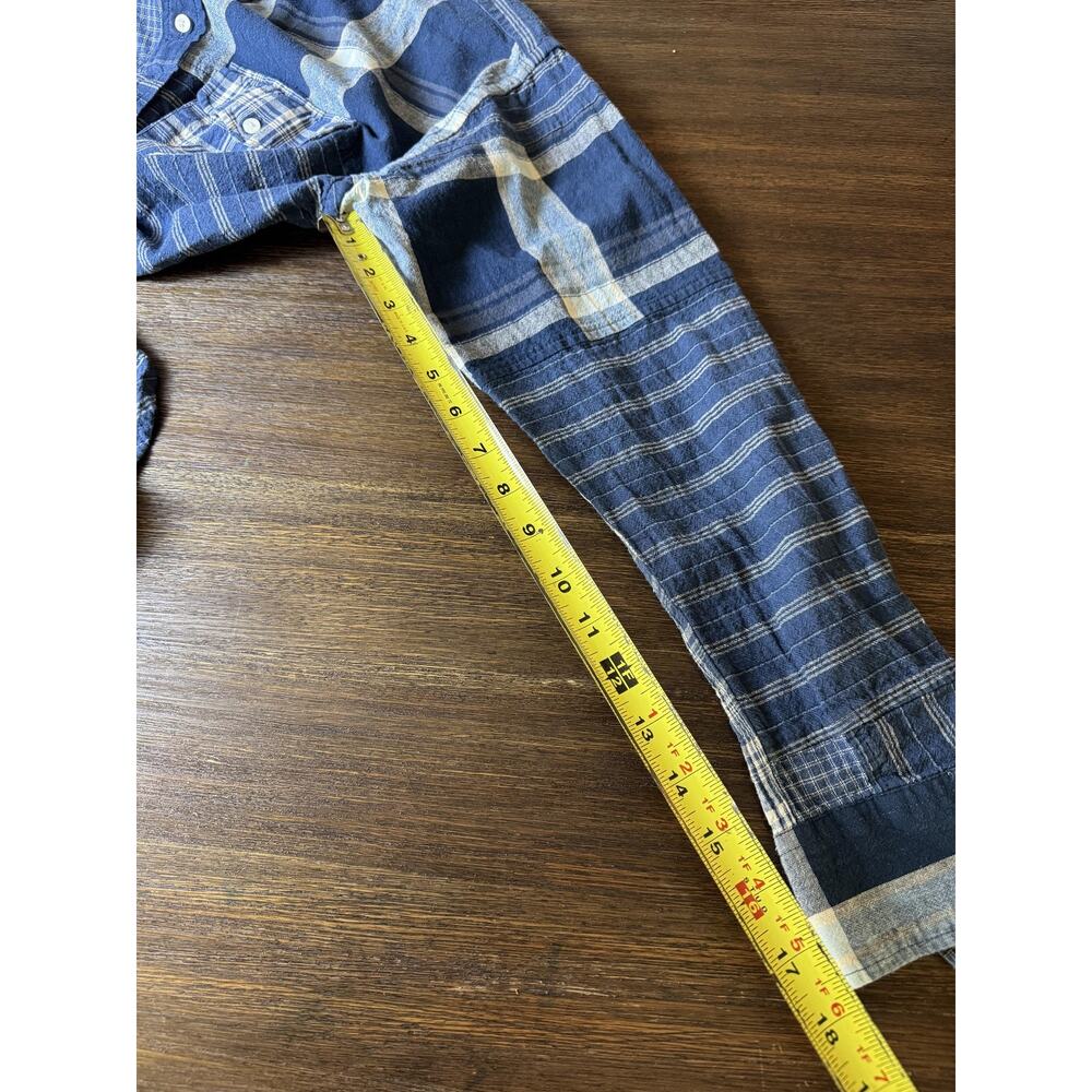 Ralph Lauren Plaid Patchwork Shirt Womens M Blue Long Sleeve Button Up - Picture 7 of 9